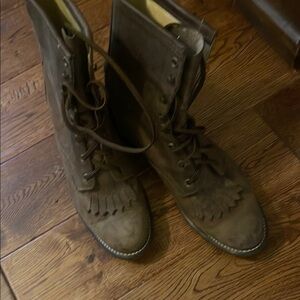 Laredo Brown Lace Up Boots Distressed Leather Sz 9
